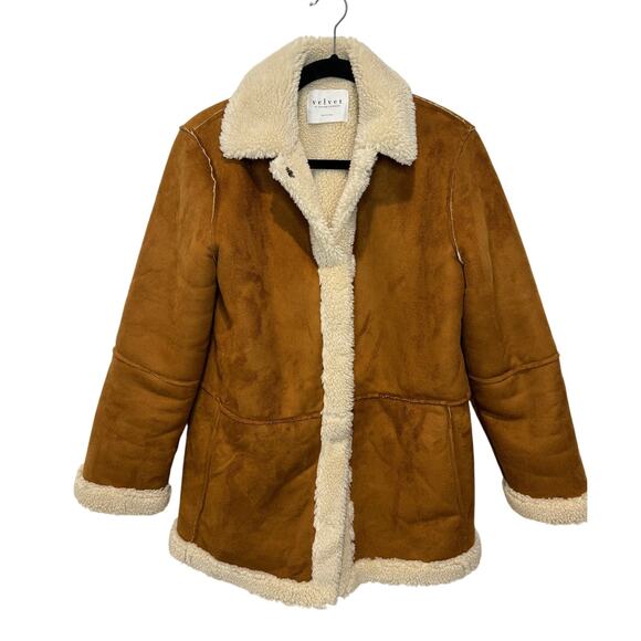 Velvet by Graham & Spencer Kailani Women's Faux Suede Sherpa Coat Jacket - Picture 1 of 7